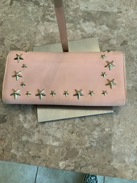 Jimmy Choo Blush Pink Star-Studded Leather wallet - Picture 10 of 16
